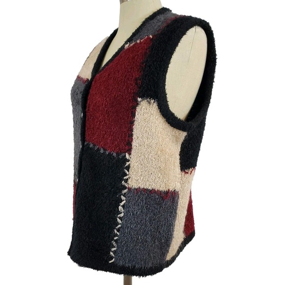 Christopher & Banks Patchwork Vest Sz L Mohair Cottagecore Hand Embroidered - Picture 3 of 14